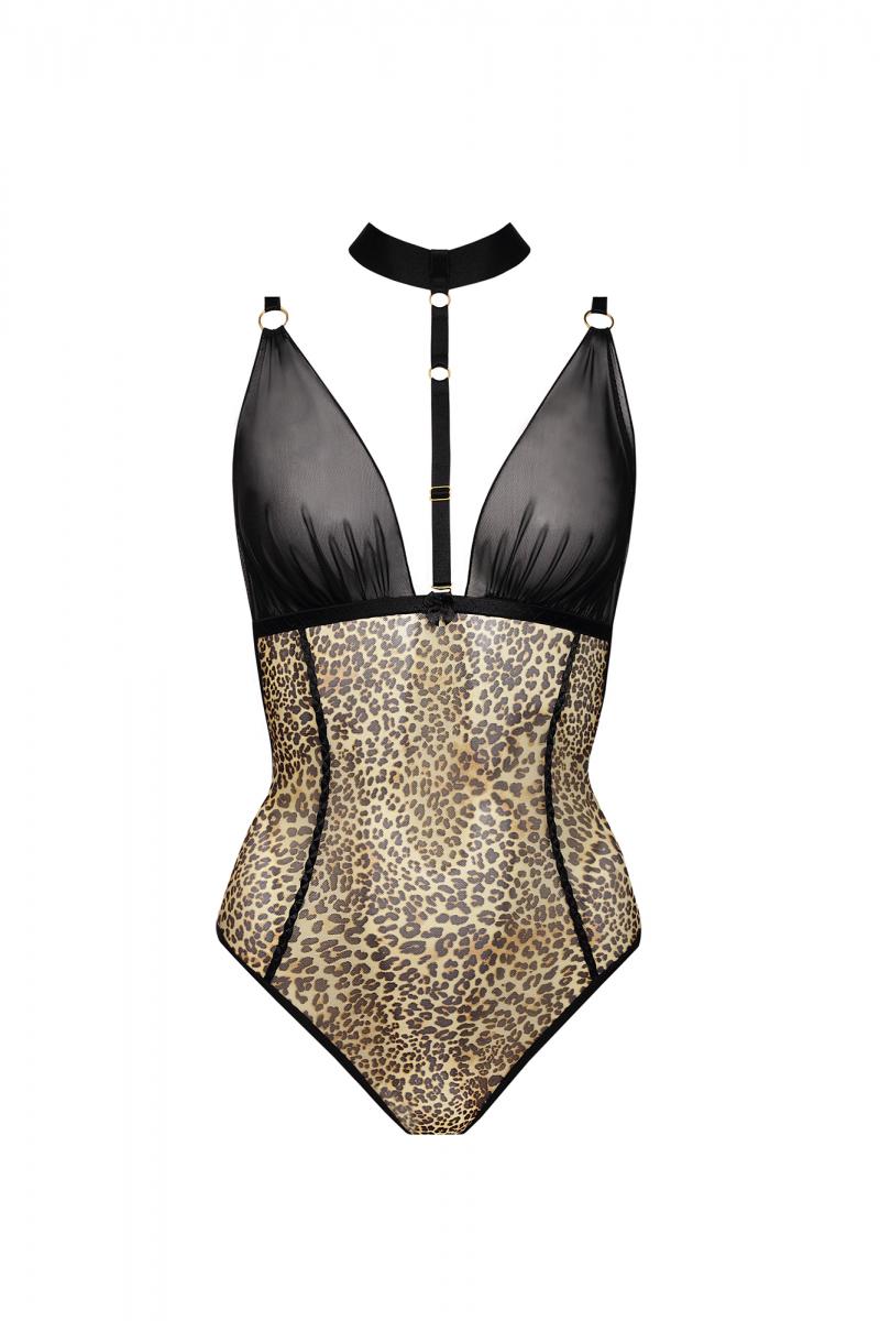 Prabangus tinklinis bodis su leopardiniu raštu – Plus Size