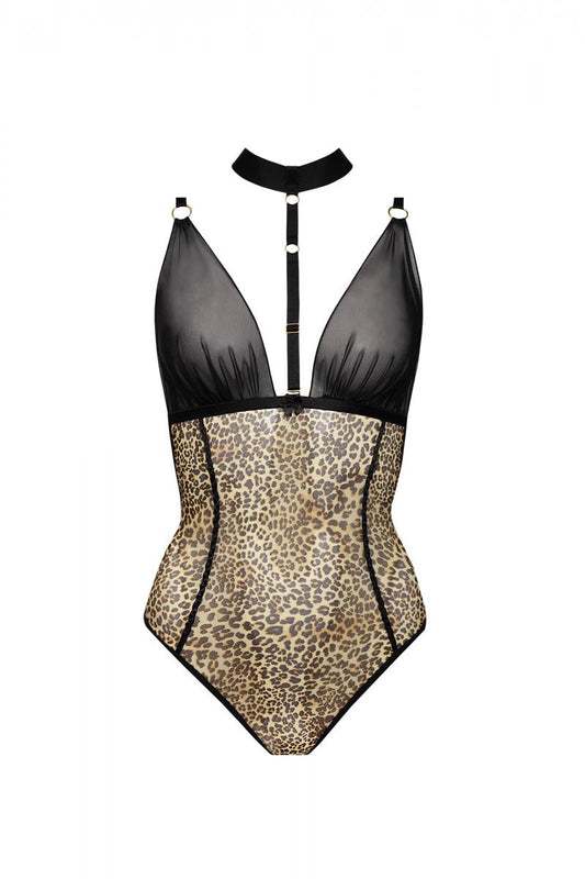 Prabangus tinklinis bodis su leopardiniu raštu – Plus Size