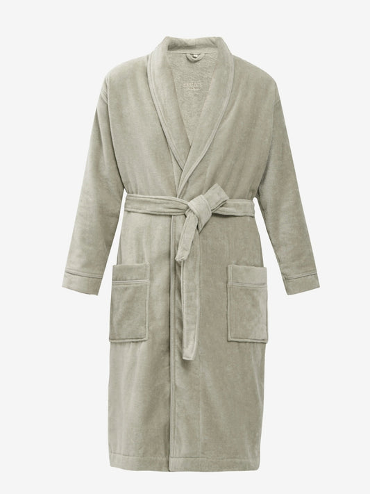 Velour bathrobe with side collar-0